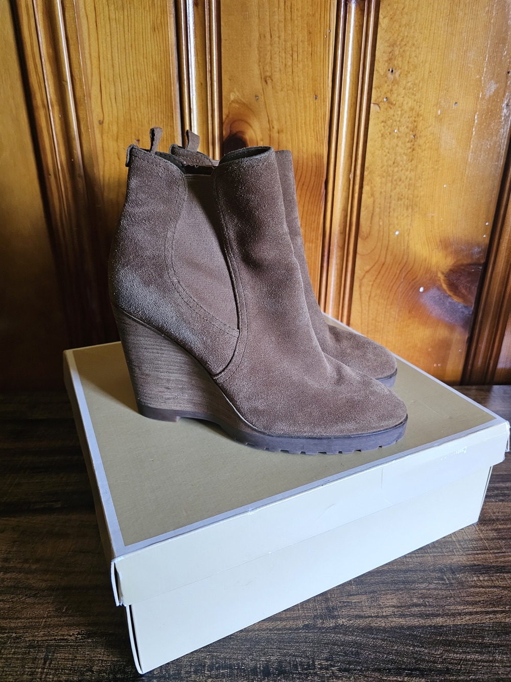 Michael Kors Brown Suede Wedge Ankle Boots